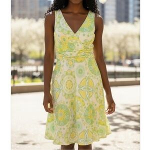 ▶️ Lilly Pulitzer ◀️ Vintage White label Signed  Silk Dress green yellow